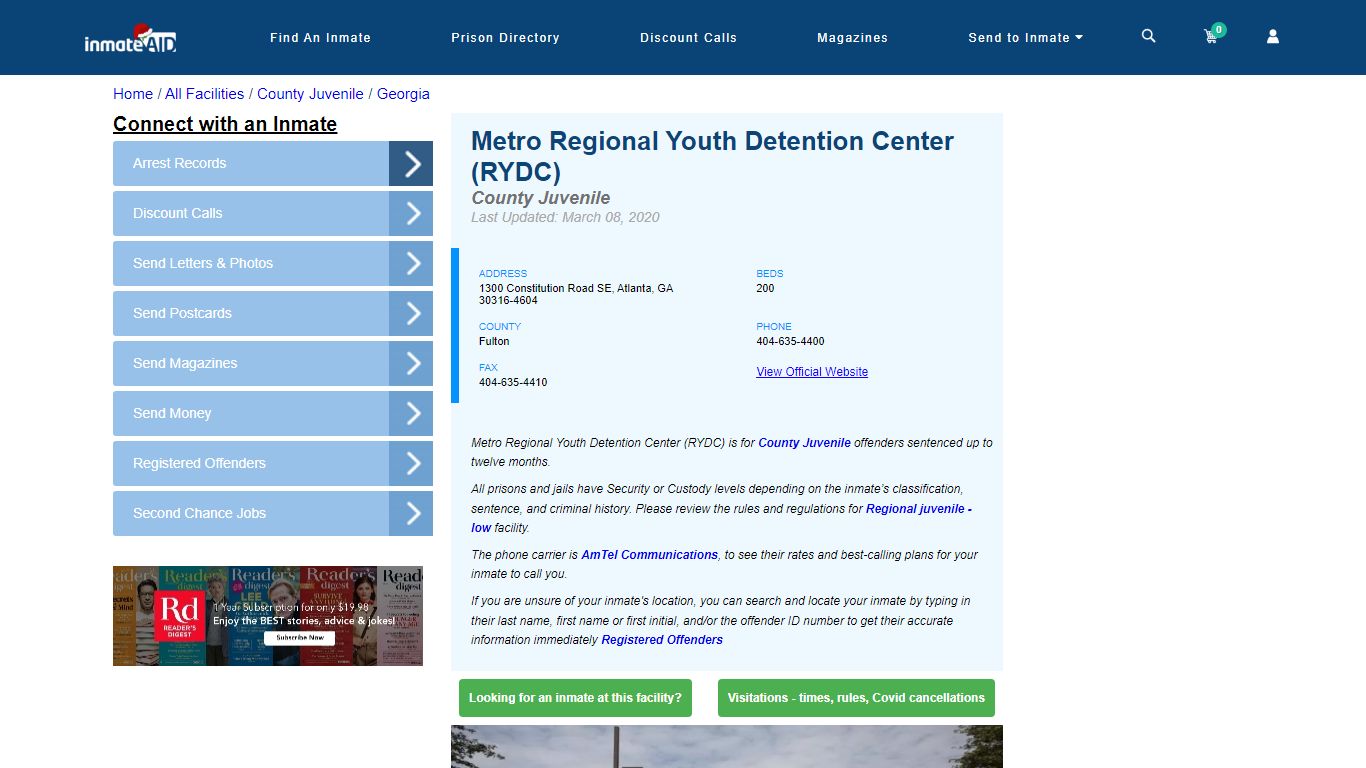 Metro Regional Youth Detention Center (RYDC) - Atlanta, GA - InmateAid