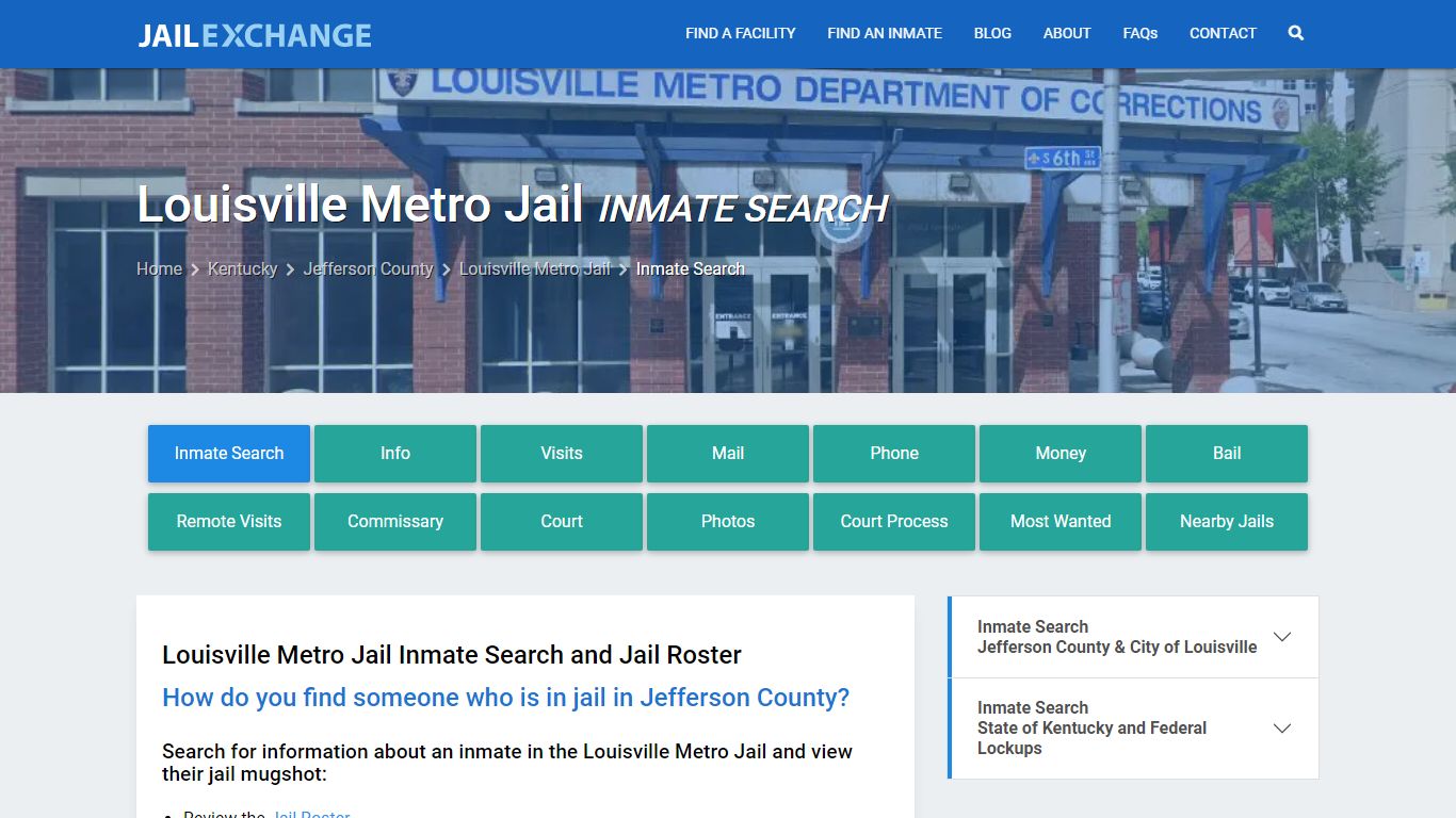 Louisville Metro Jail Inmate Search - Jail Exchange